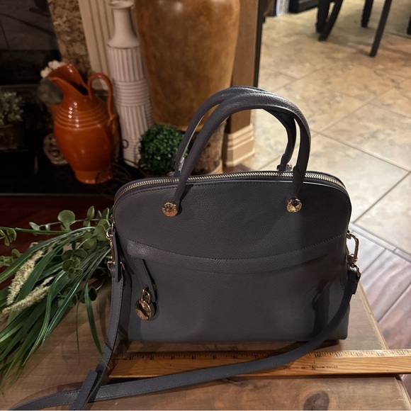 FURLA Piper M 2way Hand Tote, Crossbody Bag Blue/Gray Zipper Genuine. Beautiful - Picture 12 of 14